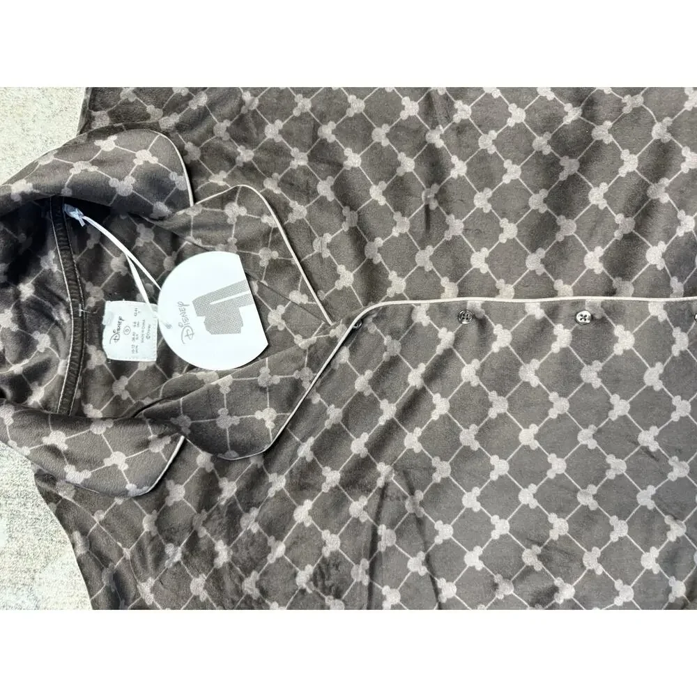 NWT Disney Mickey Chocolate Brown Velour Pajama Set Luxe Adult Small new Lounge - Picture 2 of 7